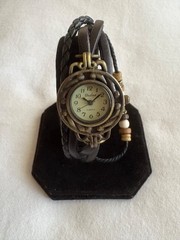 VTG Boho Multi Strand Bead 3-Snap Bracelet Quartz Watch with NEW Battery #141
