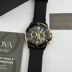 Bulova Marine Star Series A 98B278 Black Dial Silicone Strap Men’s Quartz Watch