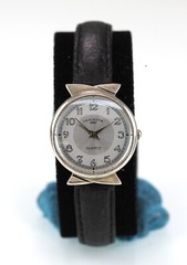 Infinite Watch Women Silver Stainless St WR Black Leather Battery White Quartz