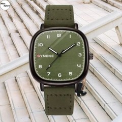 SYNOKE Unisex Quartz Watch – Army Green Leatherette, Stylish Business & Sports