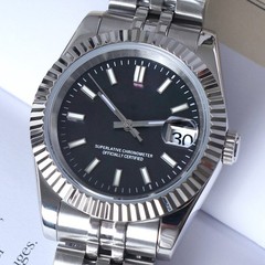 Custom Mod Automatic Men’s Watch Black Dial NH35 Movement Gift for Him 39mm
