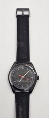 LA GEAR Black Dial QUARTZ Watch Red Second Hand Black Canvas Strap WATER RESISTA