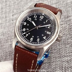 NH35 Swim Pilot Automatic Men Watch Sapphire Waterproof Sterile Black Dial 36mm