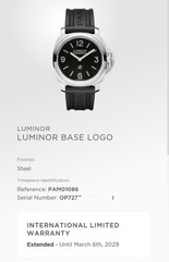2021 Panerai Luminor 44mm Base Logo Watch – PAM01086 Extra Straps w/Warranty
