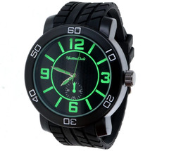 52mm Oversized Men’s Quartz Watch with Black Rubber Band Black Dial White Number