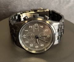 Citizen Chandler Eco-Drive Chronograph B612-R007670 Black IP Watch • Box/Papers
