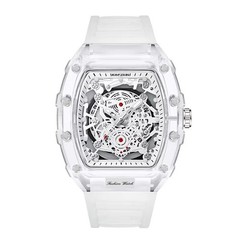 Fashionable Casual Men’s Watch Luminous Calendar Function Silicone Strap Tonneau