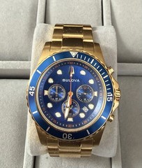Bulova Men’s Marine Star Quartz Chronograph Calendar Gold Watch 42 MM 98B377