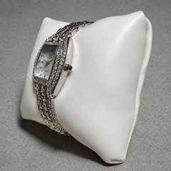 Nolan Miller Womens Silver Tone Rhinestone Bracelet Watch 6-1/4”