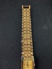 Bulova Diamond Quartz Women’s Gold Tone Watch Swiss Made 18K Gold Electroplated