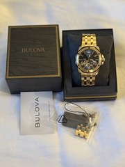 Bulova marine star Men’s Automatic Black Dial 44m Gold-Tone Watch w/ Box