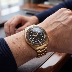 COSO Velocce Automatic Diver Black Dial Full Gold Bracelet Black Bezel