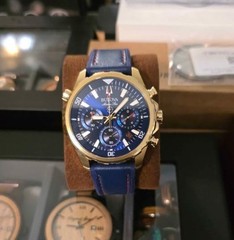 Bulova Marine Star Mens 44mm Quartz Chronograph Date 100m Blue/Gold Silicone
