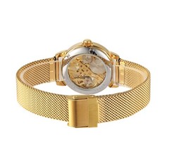 Forsining Womens Automatic Transparent Skeleton Luxury Watch Mesh Band Gift Idea