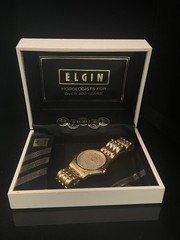 Vintage Elgin Quartz Dress Watch FC568-007 Silver Guilloche Dial GoldTone w/ Box