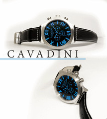 Cavadini Ravenna CV-1025 Aviator Watch XXL 2 1/16in Chronograph Blue Numbers