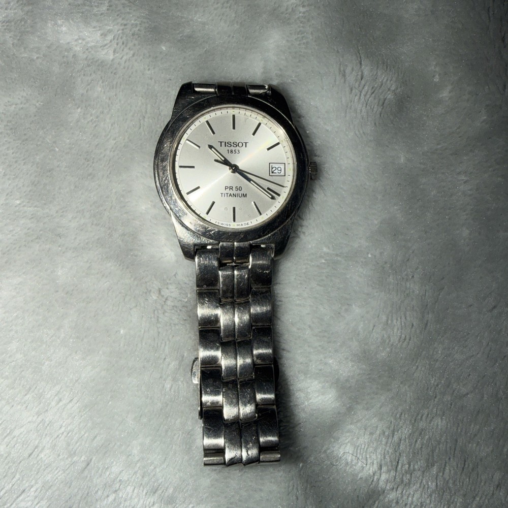 1990’s TISSOT PR 50 Titanium & Sapphire Quartz Wristwatch + Date. Perfect Runner