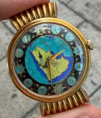 Rere 18k Gold Saudi Arabia Mekka Cloisonne Enamel Unique Men’s Watch