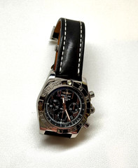 Breitling Chronomat 44 AB0110 B01 Automatic Chronograph Black Roman Dial Leather