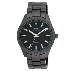 Gianello Men’s 40mm Genuine Diamond Dial Fluted Bezel Link Watch Size 1/10