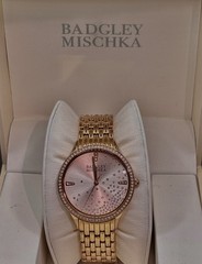 Badgley Mischka Rose Gold Dress Watch Crystal Floating Confetti Dial BA/1384