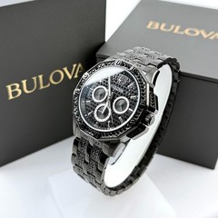 Men’s Bulova 98C134 Octava Quartz Crystal Black Dial Watch 41.5mm