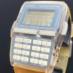 CASIO Data Bank DBC-63 Cognit Schema Yellow Skeleton Y2K Vintage Watch Working