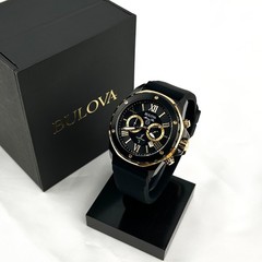 New w/box/Bulova Men’s Marine Star 98B278 Black Dial Silicone Strap Quartz|Watch