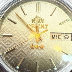Vintage Orient Crystal 3 Star Automatic Two Tone Dial Day/Date 36mm Men’s Watch