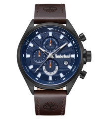Timberland Chronograph Dark Brown Leather Blue Dial Men’s Watch TDWGC9000402