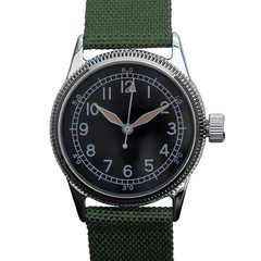 W2 US Army A11 Style Military Watch Quartz The GI Repro Olive Canvas Strap