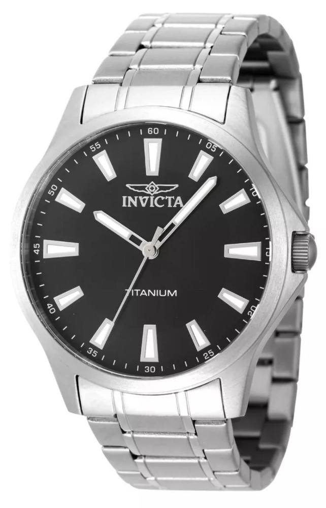 Titanium Invicta TI-22 Men’s Watch – 43mm Silver Black (47515) NEW in BOX!