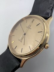 Vintage Rare Thin Omega Deville Gold Plated Guilloché Dial Men’s Watch With Box
