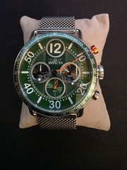 Invicta Men’s 44mm Speedway GEARSHIFT Chronograph GREEN DIAL Silver Tone Watch