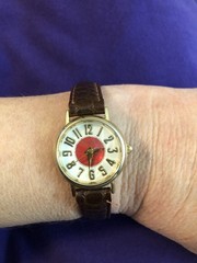 Vintage Milan MLN1025 Ladies Watch Faceted Crystal Bullseye Dial Leather Strap
