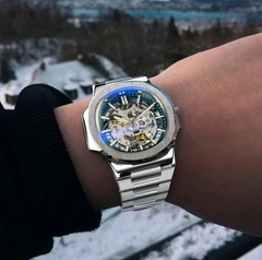 Stainless Steel Wind-up Automatic Mechanical Skeleton Watch Brand New