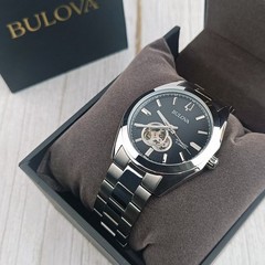 Bulova Surveyor Automatic Black Gold Dial Silver Steel Men Watch 42mm 96A270