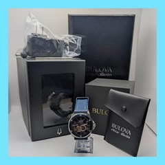 BULOVA Marine Star Automatic Watch Open Heart Small Seconds Rubber Strap Used
