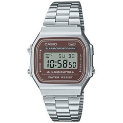 CASIO VINTAGE ICONIC A168WA-5A SILVER DIGITAL STOPWATCH ALARM WR BRAND NEW