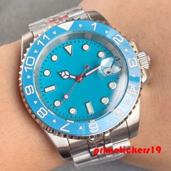 Tandorio NH35 Sky Blue Date Men 40mm Automatic Watch Ceramic Bezel Sapphire Lume