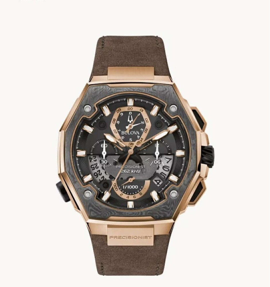 Bulova Precisionist X 10th Anniversary Rose Gold/Brown Watch 98b356