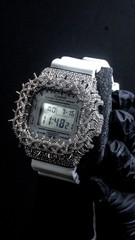 BUSTDOWN G-SHOCK. CUSTOM PIECE. WHITE BAND. JESUS PIECE. BRAND NEW. WITH BOX