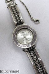 RETRO SILPADA DESIGNS STERLING SILVER FLORAL BRACELET WATCH T1749 SILVER DIAL