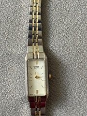 Citizen Tank Watch Womens 13mm Silver Gold Two Tone, NEEDS BATTERY