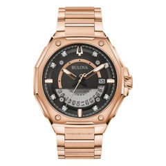 Bulova Men’s Quartz Rose Gold Date Indicator Precisionist Watch 45MM 97D129