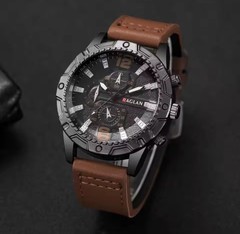 Fashion Leather Strap Men Quartz Watch Casual Large Dial Sports Wristwatch…