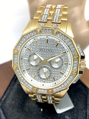 Bulova Men’s Watch 98C126 Octava Quartz Gold Stainless Steel Gemmed Dial 42mm
