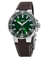 New Oris Aquis Date Green Dial Brown Men’s Watch 01 733 7732 4157-07 5 21 10FC