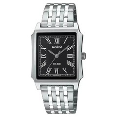 Casio MTP-B190D-1BV Mens TANK Quartz Watch Silver Dial Stainless Steel