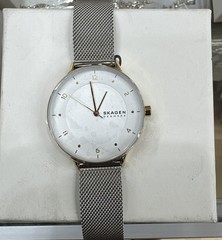 Skagen Womens Anita Lille Silver & Gold Two-Tone SS Mesh Band SKW2912 New Mint
